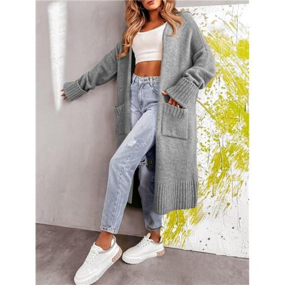 Cardigan Sweaters for Women Grey - Picture 4 of 5